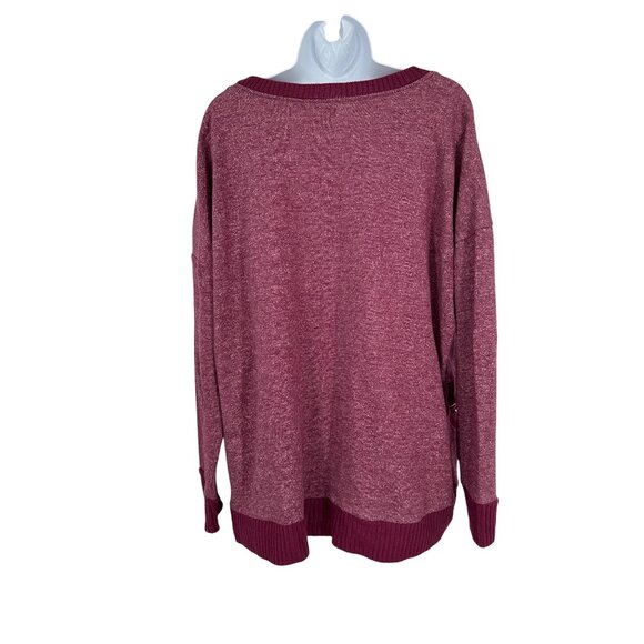 Maurices Womens Burgundy Knit Sweater With Lace-Up Hem Detail Size 1 - Picture 5 of 9